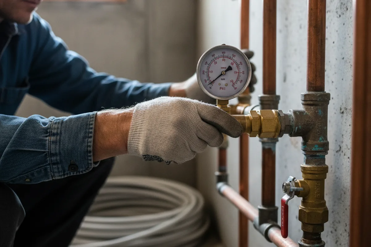 Pressure testing a repaired line during Water Line Repair in Branson